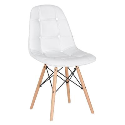 Kit - 16 X Cadeiras Estofadas Eames Eiffel Botonê - Base De Madeira Clara - Branco