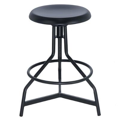 Banqueta Alta Cozinha Industrial Loft Aço Giratória York Preto