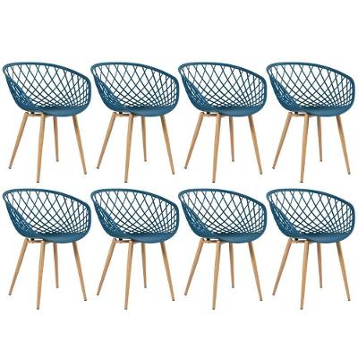 Kit - 8 X Cadeiras Clarice Nest Com Apoio De Braços - Sidera - Azul Petróleo