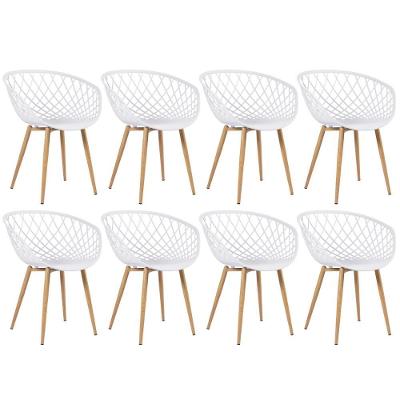 Kit - 8 X Cadeiras Clarice Nest Com Apoio De Braços - Sidera - Branco