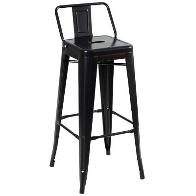 Banqueta Alta Com Encosto 76 Cm Preto Semibrilho Preto Semibrilho