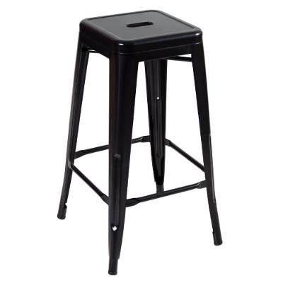 Banqueta Alta 76 Cm Preto Semibrilho Preto Semibrilho