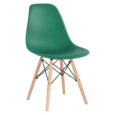 Cadeira Charles Eames Eiffel Dsw Com Pés De Madeira Clara Verde Escuro