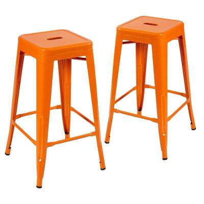 Kit 2 Banquetas Altas Iron Tolix 76 Cm Laranja Laranja