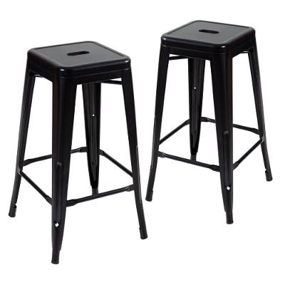 Kit 2 Banquetas Altas 76 Cm Preto Semibrilho Preto Semibrilho