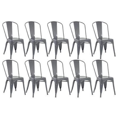 Kit 10 Cadeiras Design Industrial Cinza Escuro