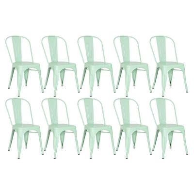Kit 10 Cadeiras Design Industrial Verde Claro