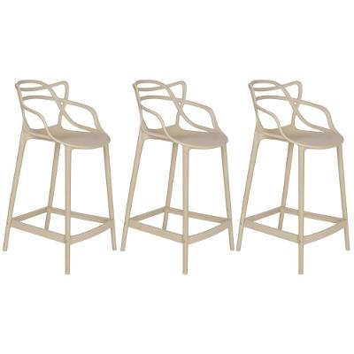 Kit 3 Banquetas Médias Masters Allegra 66 Cm Nude Nude