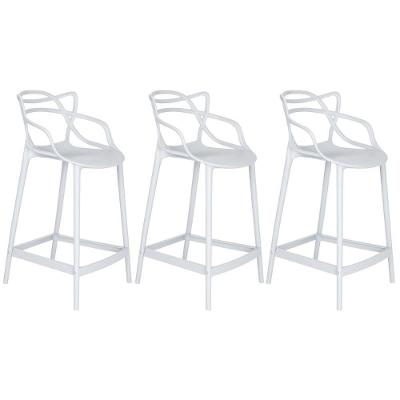 Kit 3 Banquetas Médias Masters Allegra 66 Cm Branco Branco