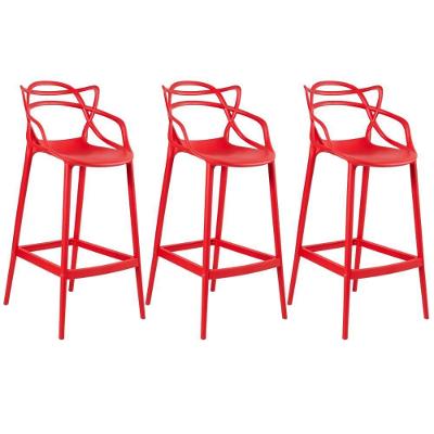Kit 3 Banquetas Altas Masters Allegra 76 Cm Vermelho