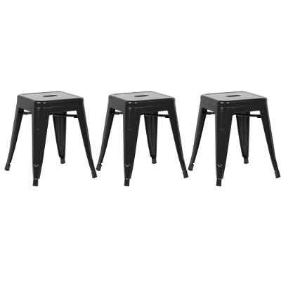 Kit 3 Banquetas Baixas Iron Tolix 45 Cm Preto Preto