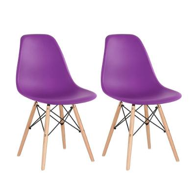 Kit 2 Cadeiras Charles Eames Eiffel Dsw Com Pés De Madeira Clara Roxo