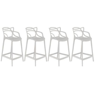 Kit 4 Banquetas Médias Bancada Cozinha Masters Allegra 66 Cm Cinza Claro