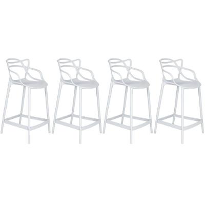 Kit 4 Banquetas Médias Masters Allegra 66 Cm Branco Branco