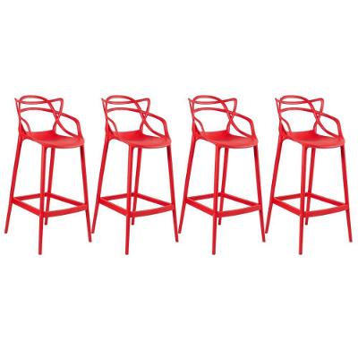Kit 4 Banquetas Altas Masters Allegra 76 Cm Vermelho