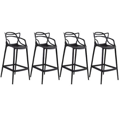 Kit 4 Banquetas Altas Masters Allegra 76 Cm Preto