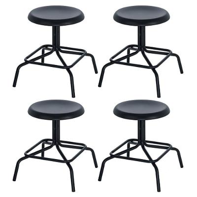 Kit 4 Bancos Baixos Cozinha Industrial Loft Aço 45 Cm Bolt Preto