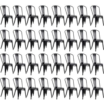 Kit 32 Cadeiras Design Industrial Preto Semibrilho