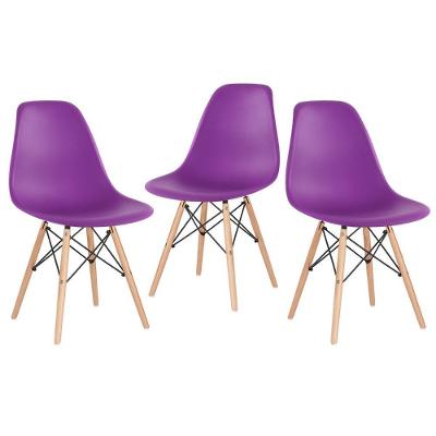 Kit 3 Cadeiras Charles Eames Eiffel Dsw Com Pés De Madeira Clara Roxo