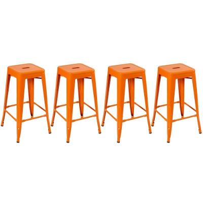 Kit 4 Banquetas Altas Iron Tolix 76 Cm Laranja