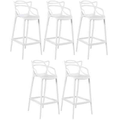 Kit 5 Banquetas Altas Masters Allegra 76 Cm Branco Branco