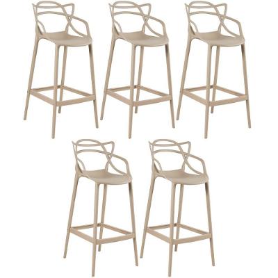 Kit 5 Banquetas Altas Masters Allegra 76 Cm Nude Nude