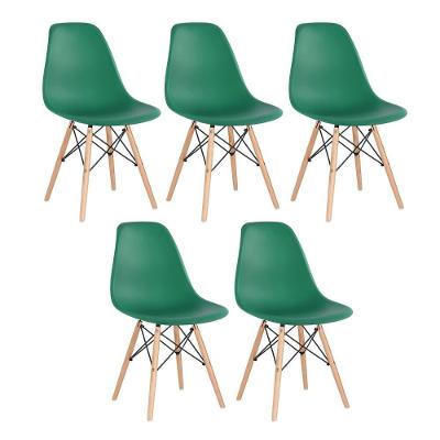 Kit 5 Cadeiras Charles Eames Eiffel Dsw Com Pés De Madeira Clara Verde Escuro