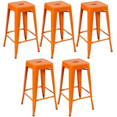 Kit 5 Banquetas Altas Iron Tolix 76 Cm Laranja