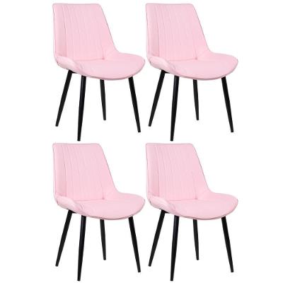 Kit 4 Cadeiras Estofadas Design Industrial Rosa Claro