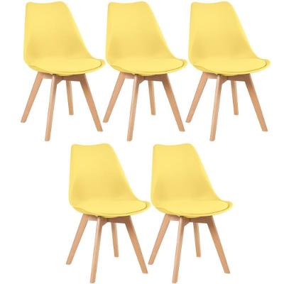 Kit 5 Cadeiras Com Assento Estofado Amarelo Amarelo