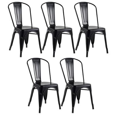 Kit 5 Cadeiras Preto Semibrilho