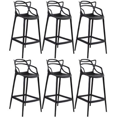 Kit 6 Banquetas Altas Masters Allegra 76 Cm Preto