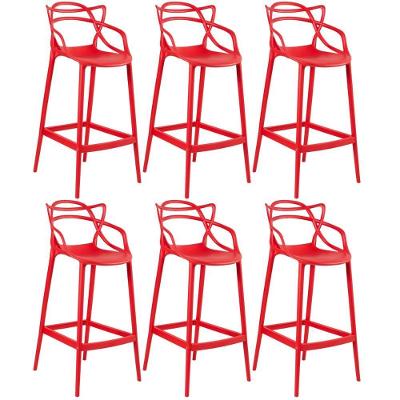 Kit 6 Banquetas Altas Masters Allegra 76 Cm Vermelho