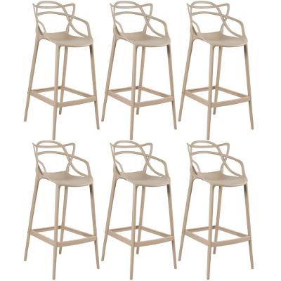 Kit 6 Banquetas Altas Masters Allegra 76 Cm Nude