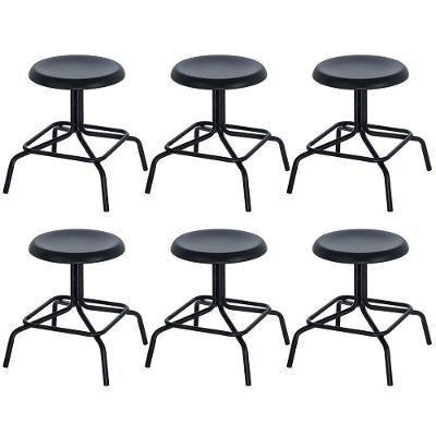 Kit 6 Bancos Baixos Cozinha Industrial Loft Aço 45 Cm Bolt Preto