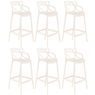 Kit 6 Banquetas Altas Bancada Cozinha Masters Allegra Creme