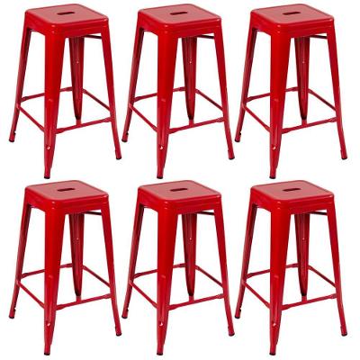 Kit 6 Banquetas Altas Iron Tolix 76 Cm Vermelho Vermelho