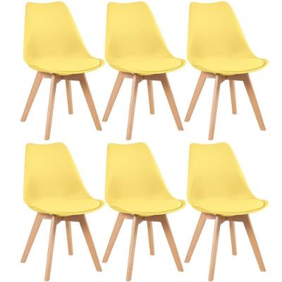Kit 6 Cadeiras Com Assento Estofado Amarelo