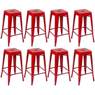 Kit 8 Banquetas Altas Iron Tolix 76 Cm Vermelho Vermelho