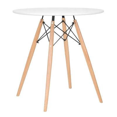 Mesa De Jantar Redonda Eames Eiffel Wood 70 Cm Branco Branco