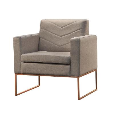 Poltrona Apolo Luxo Base Bronze Castellar Móbile Linho Cappuccino Linho Cappuccino