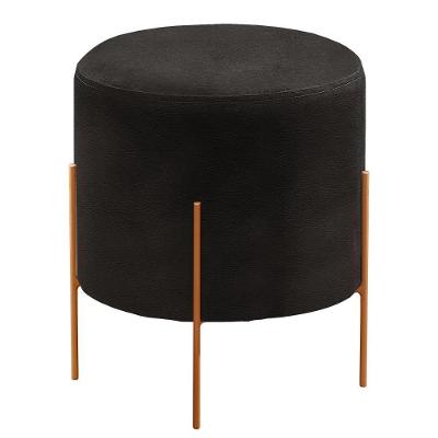 Puff Banqueta Odim Luxo Base Bronze Castellar Móbile Corino Preto