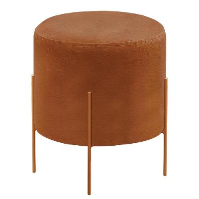 Puff Banqueta Odim Luxo Base Bronze Castellar Móbile Corino Caramelo