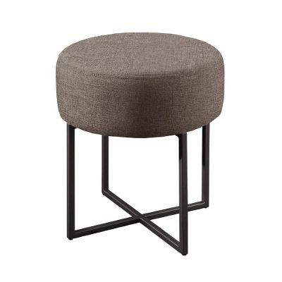 Puff Banqueta Otávio Luxo Base Preta Castellar Móbile Linho Cappuccino
