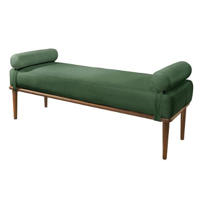Recamier Banco Berlim Luxo Madeira Maciça Castellar Móbile Veludo Verde Veludo Verde
