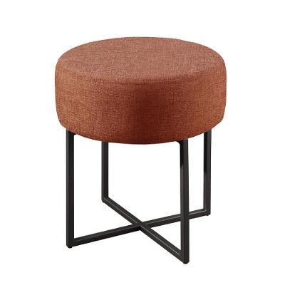 Puff Banqueta Otávio Luxo Base Preta Castellar Móbile Linho Terracota