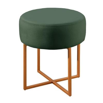 Puff Banqueta Otávio Luxo Base Bronze Castellar Móbile Veludo Verde