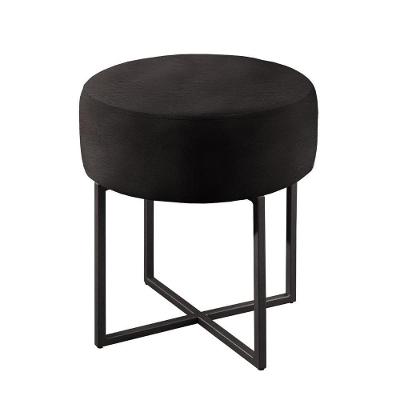 Puff Banqueta Otávio Luxo Base Preta Castellar Móbile Corino Preto