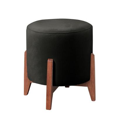 Puff Banqueta Thor Luxo Madeira Maciça Castellar Móbile Corino Preto