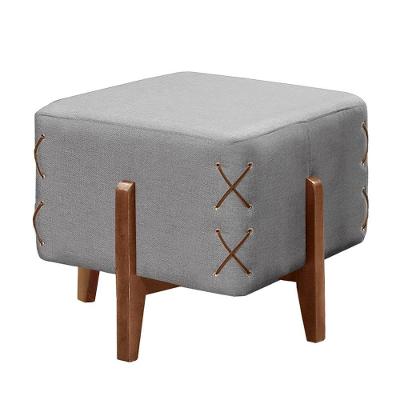 Puff Banqueta Eros Luxo Madeira Maciça Castellar Móbile Linho Cinza Linho Cinza